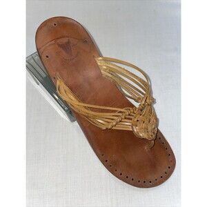 Frye Thong Sandals Women’s Size 7 M Brown Leather Strips Comfort Breathable